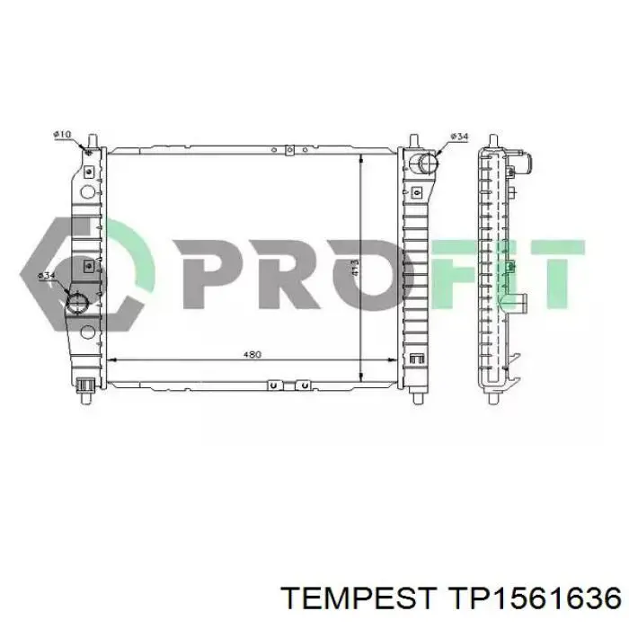 Radiador de esfriamento de motor Tempest TP1561636 preço, a partir de 73,30 USD