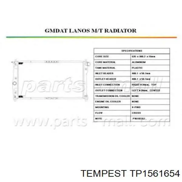 Radiador de esfriamento de motor Tempest TP1561654 preço, a partir de 65,72 USD