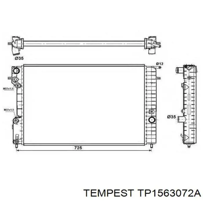 Radiador de esfriamento de motor Tempest TP1563072A preço, a partir de 78,45 USD