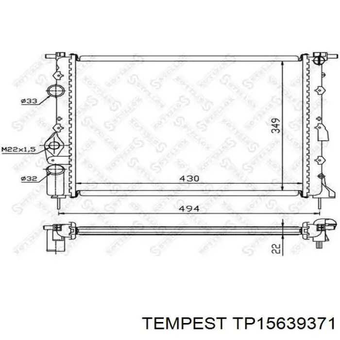 Radiador de esfriamento de motor TP15639371 Tempest