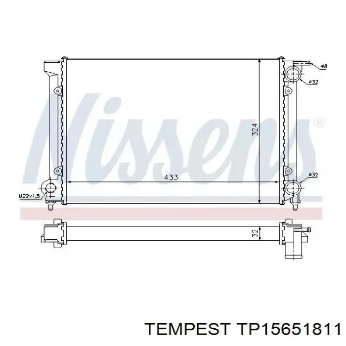 TP15651811 Tempest Radiador de esfriamento de motor