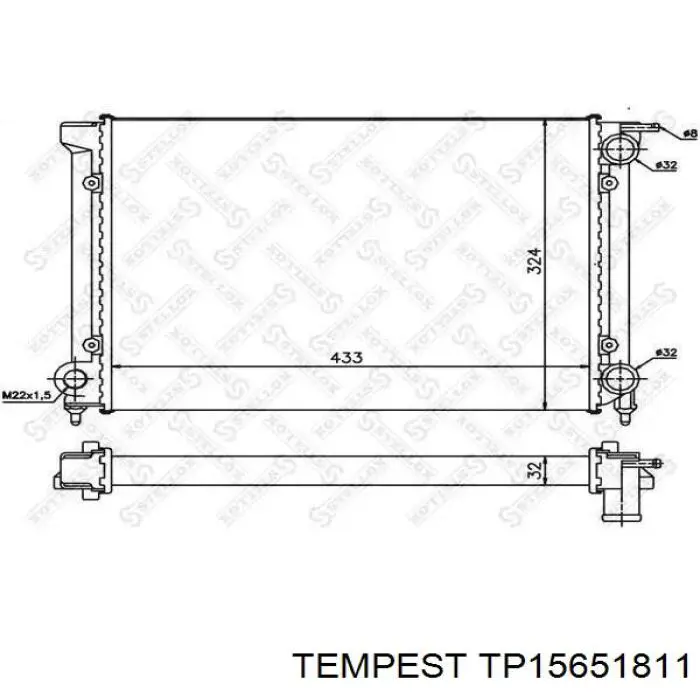 Radiador de esfriamento de motor Tempest TP15651811
