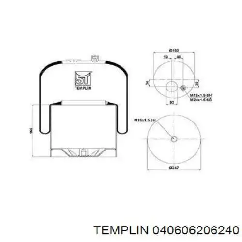 Compre 040606206240 Templin Coxim pneumático (suspensão de lâminas pneumática) do eixo traseiro