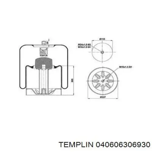 Coxim pneumático (suspensão de lâminas pneumática) do eixo traseiro Templin 040606306930 preço, a partir de 160,42 USD