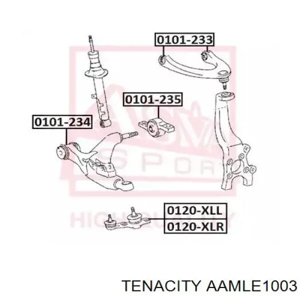 AAMLE1003 Tenacity Bloco silencioso dianteiro do braço oscilante inferior