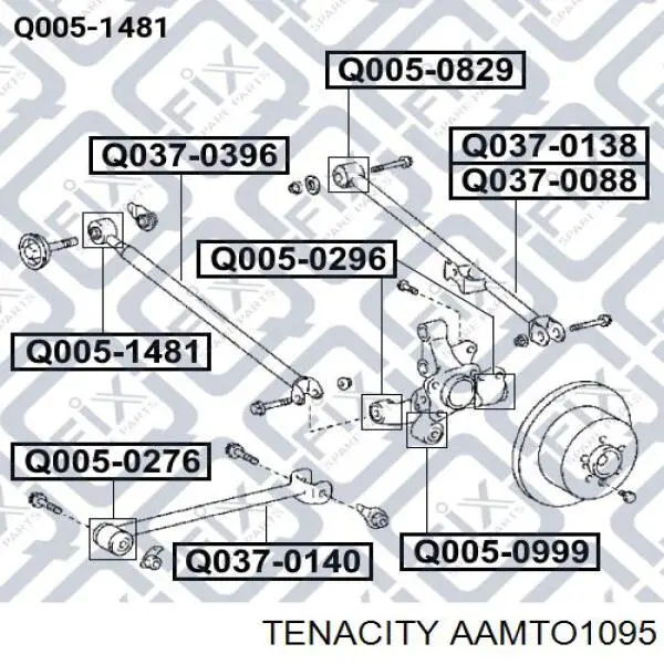 AAMTO1095 Tenacity Bloco silencioso da barra Panhard (de suspensão traseira)