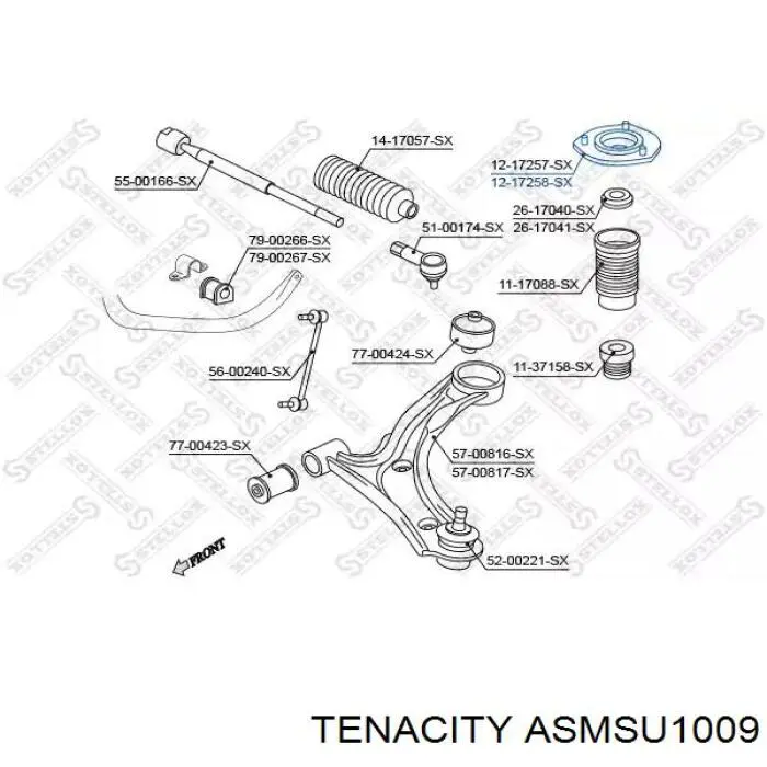 ASMSU1009 Tenacity Suporte de amortecedor dianteiro