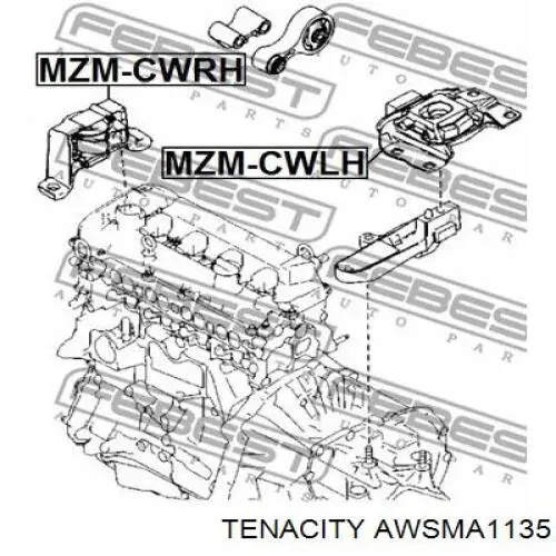 AWSMA1135 Tenacity Coxim (suporte) esquerdo de motor