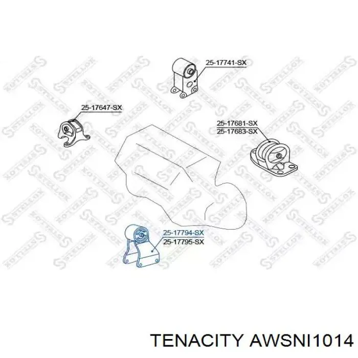 AWSNI1014 Tenacity Coxim (suporte) dianteiro de motor