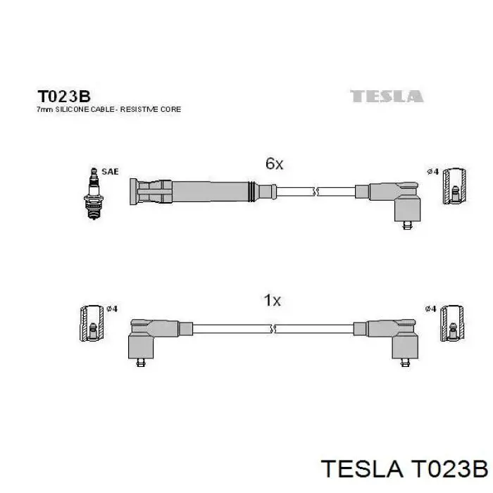 T023B Tesla Fios de alta voltagem, kit