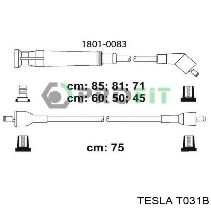 T031B Tesla Fios de alta voltagem, kit