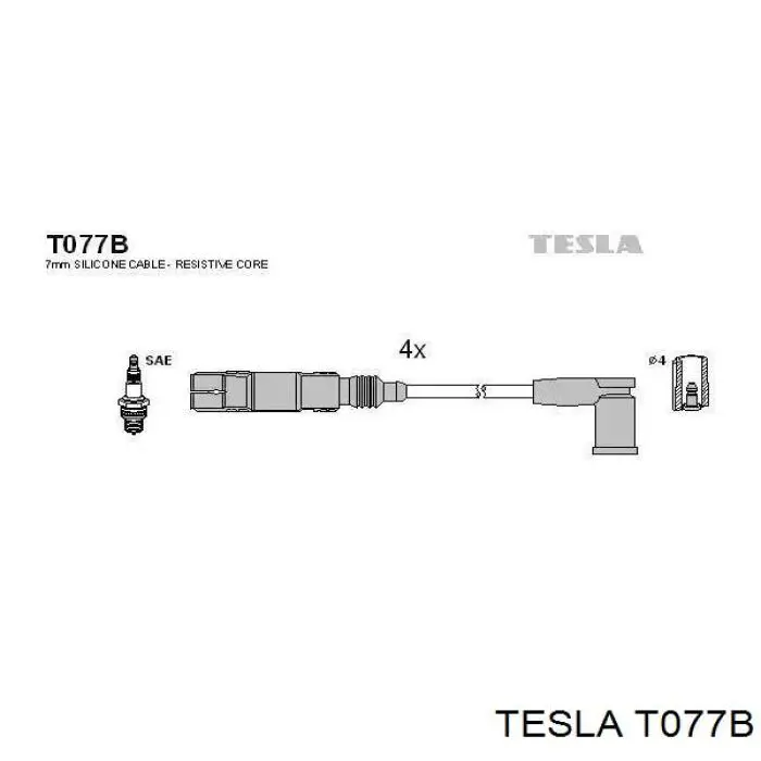 T077B Tesla Fios de alta voltagem, kit