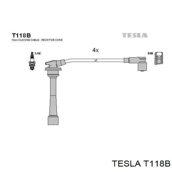 T118B Tesla Fios de alta voltagem, kit