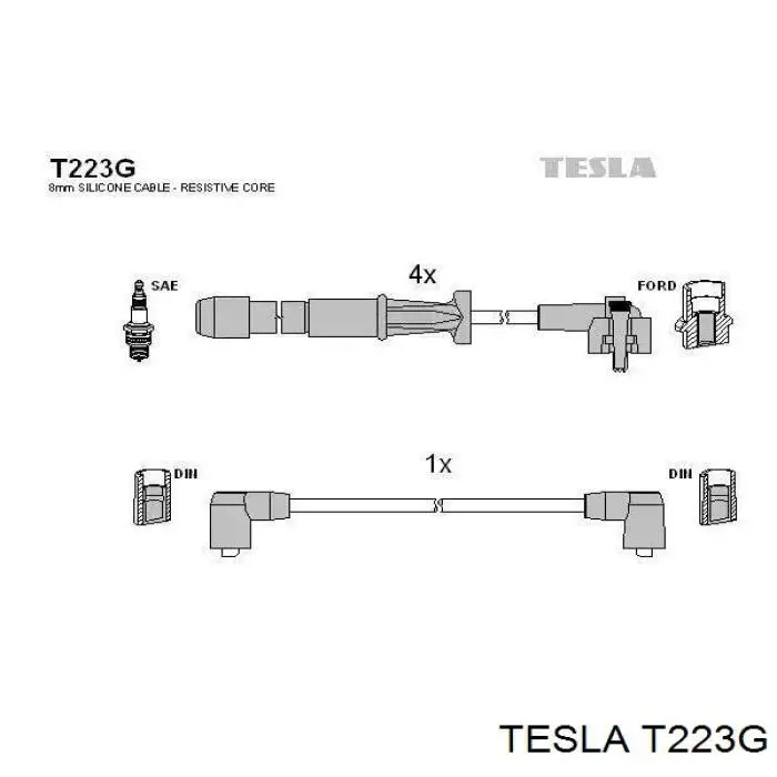 T223G Tesla Fios de alta voltagem, kit