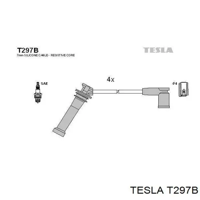 T297B Tesla Fios de alta voltagem, kit