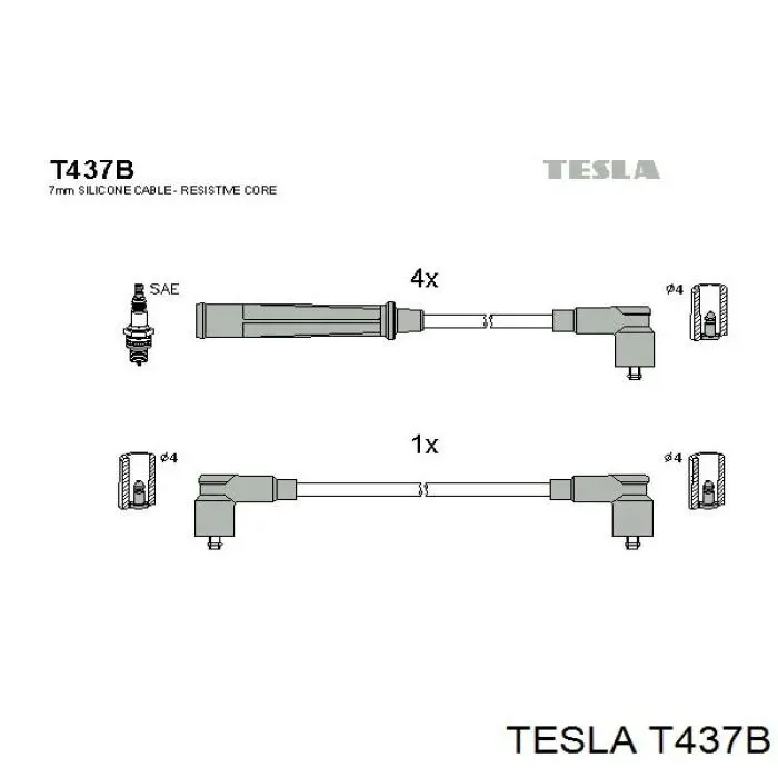 T437B Tesla Fios de alta voltagem, kit