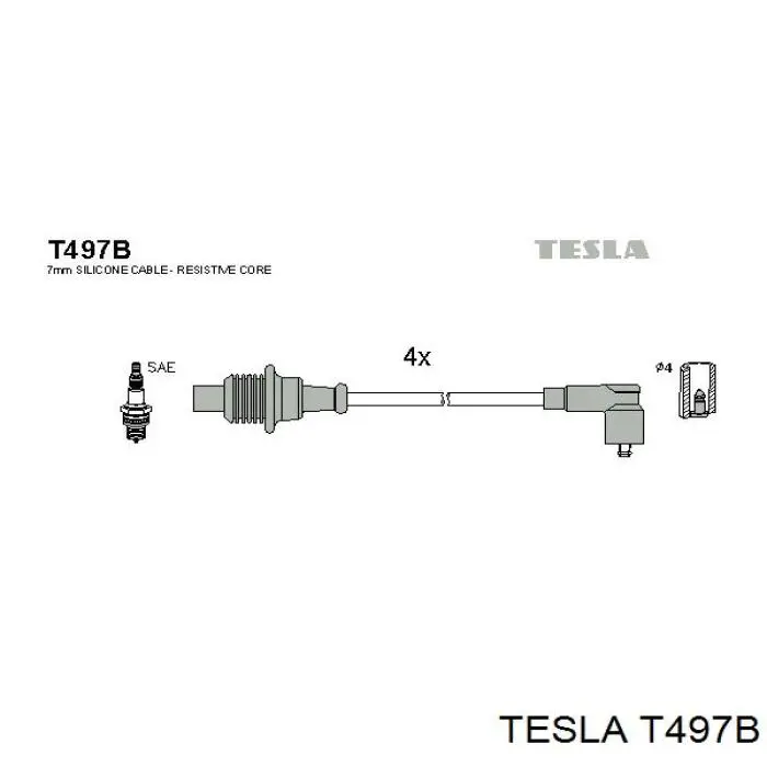 T497B Tesla Fios de alta voltagem, kit