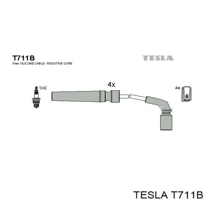 T711B Tesla Fios de alta voltagem, kit