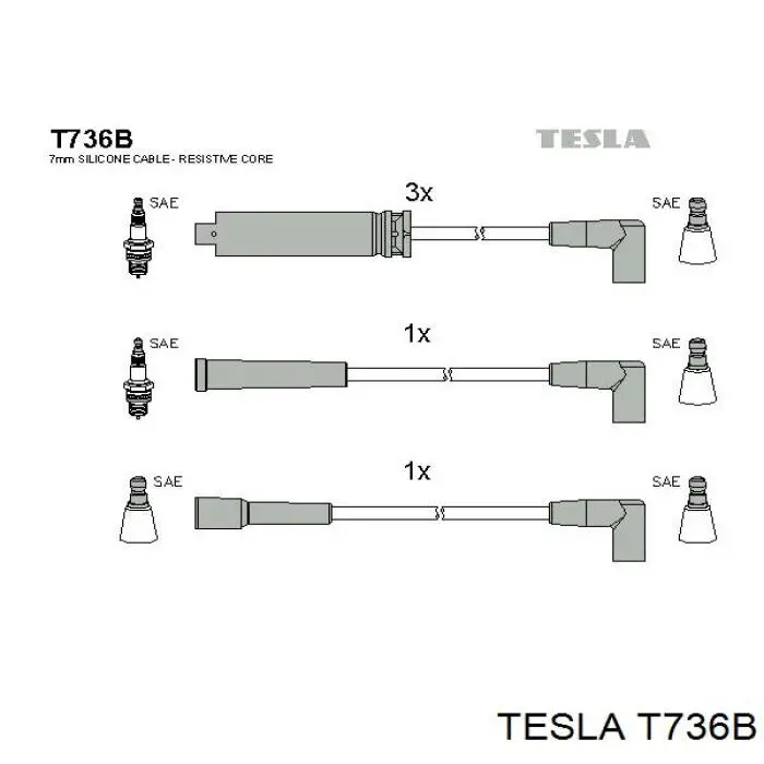 T736B Tesla Fios de alta voltagem, kit