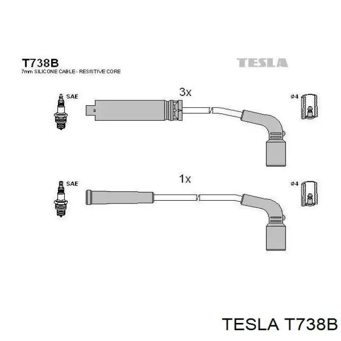 T738B Tesla Fios de alta voltagem, kit