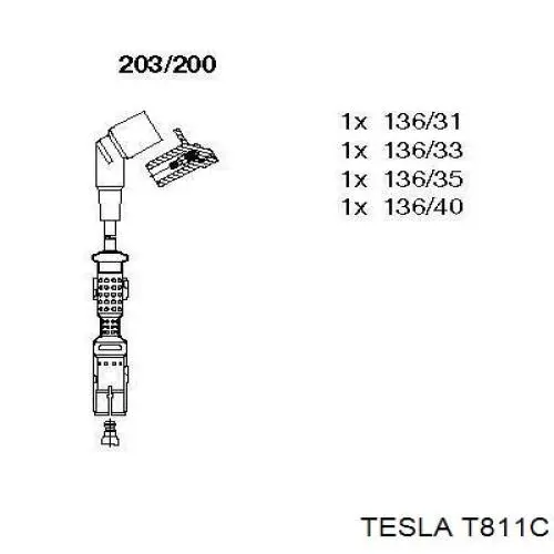 T811C Tesla Fios de alta voltagem, kit