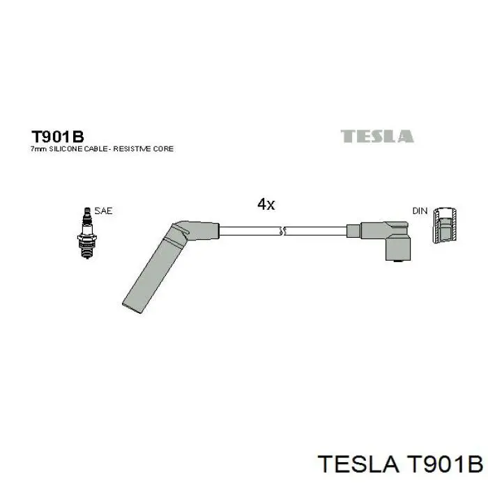 T901B Tesla Fios de alta voltagem, kit