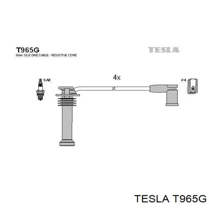 T965G Tesla Fios de alta voltagem, kit
