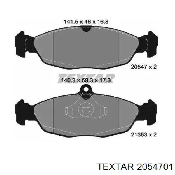 Sapatas do freio dianteiras de disco Textar 2054701 preço, a partir de 21,94 USD