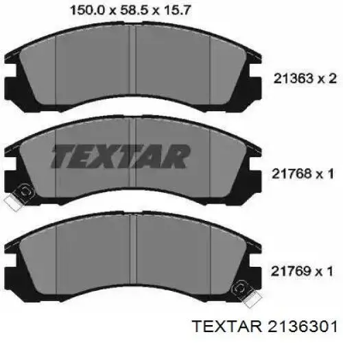 Sapatas do freio dianteiras de disco Textar 2136301 preço, a partir de 28,94 USD