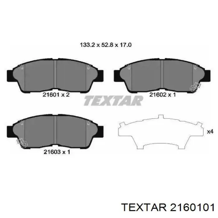 Sapatas do freio dianteiras de disco Textar 2160101 preço, a partir de 28,59 USD