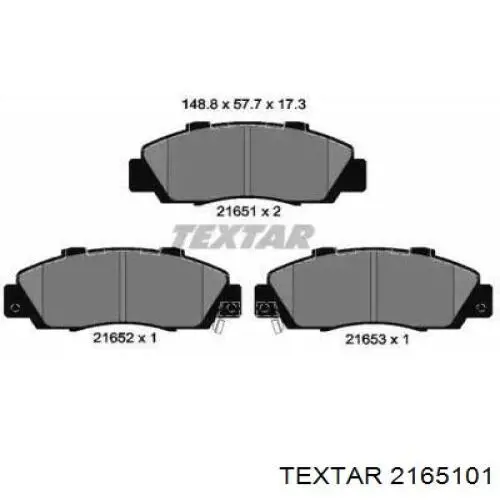 Sapatas do freio dianteiras de disco Textar 2165101 preço, a partir de 40,68 USD