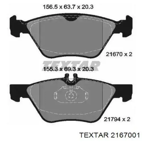 Sapatas do freio dianteiras de disco Textar 2167001 preço, a partir de 34,52 USD