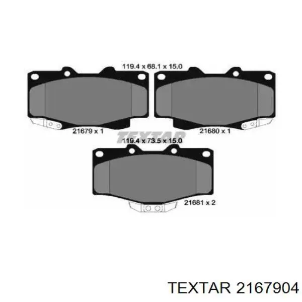Sapatas do freio dianteiras de disco Textar 2167904 preço, a partir de 31,17 USD