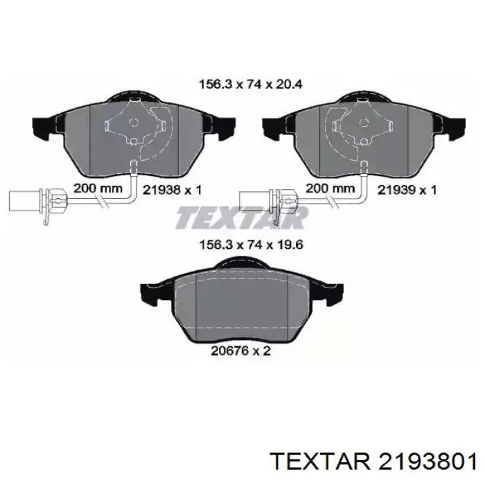 Sapatas do freio dianteiras de disco Textar 2193801 preço, a partir de 62,99 USD