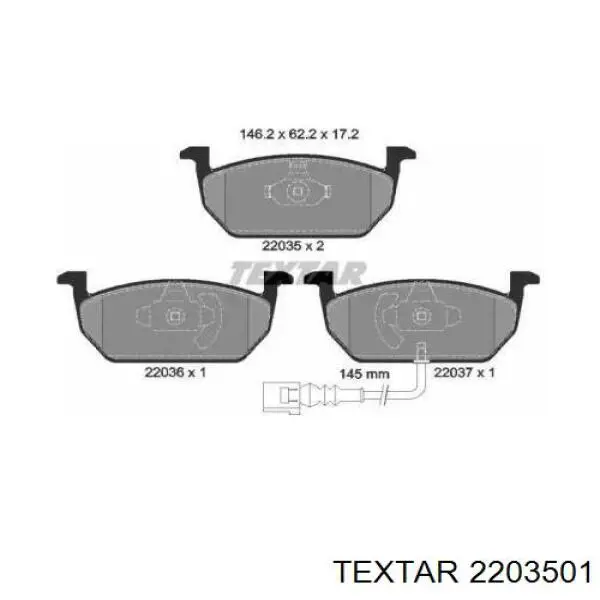 2203501 Textar Sapatas do freio dianteiras de disco