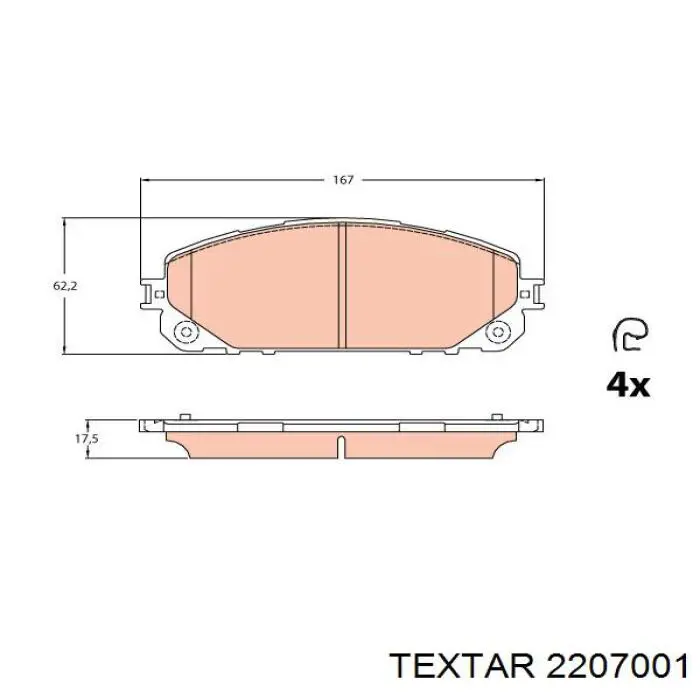 Sapatas do freio dianteiras de disco Textar 2207001 preço, a partir de 50,94 USD