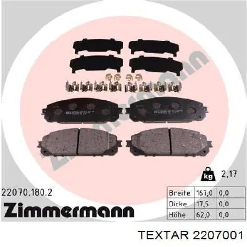 Compre 2207001 Textar Sapatas do freio dianteiras de disco