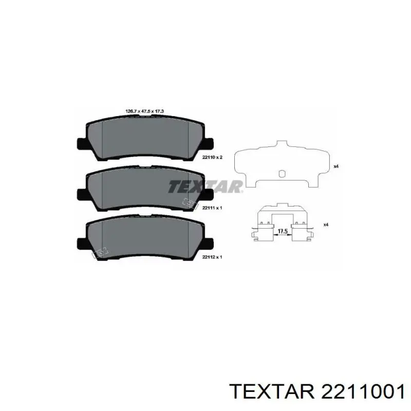 2211001 Textar Sapatas do freio traseiras de disco