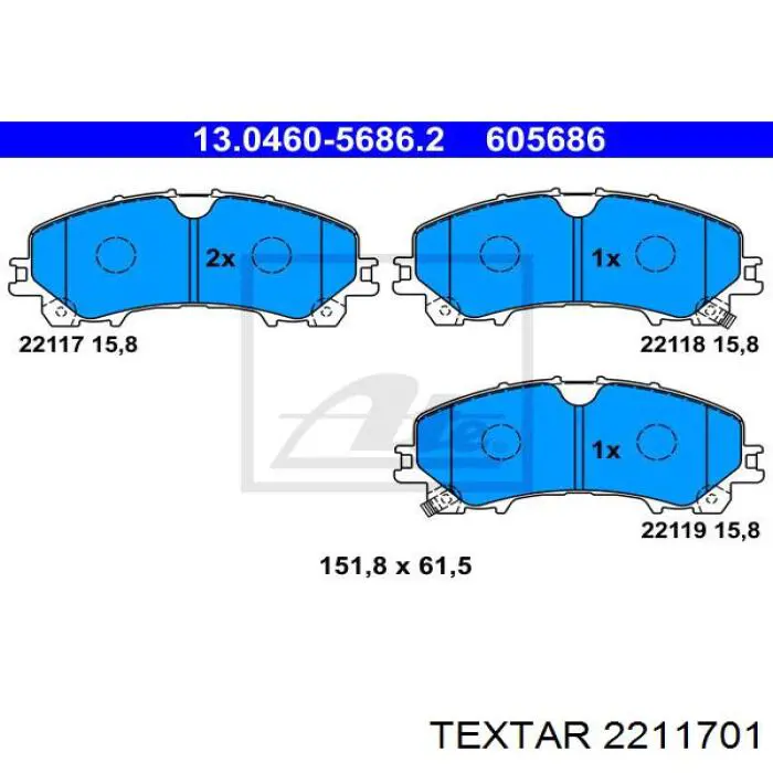 Compre 2211701 Textar Sapatas do freio dianteiras de disco