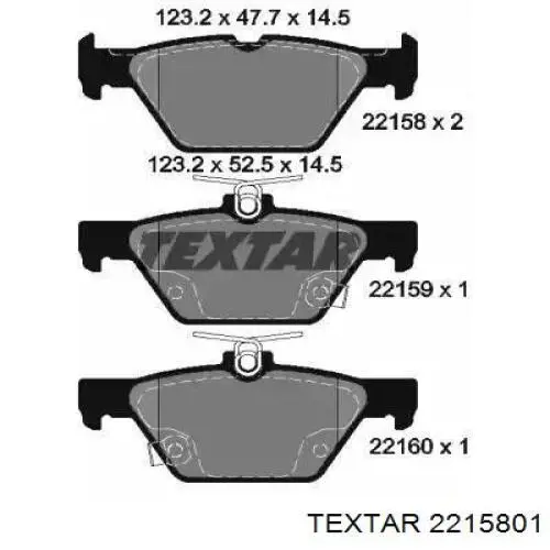 2215801 Textar Sapatas do freio traseiras de disco