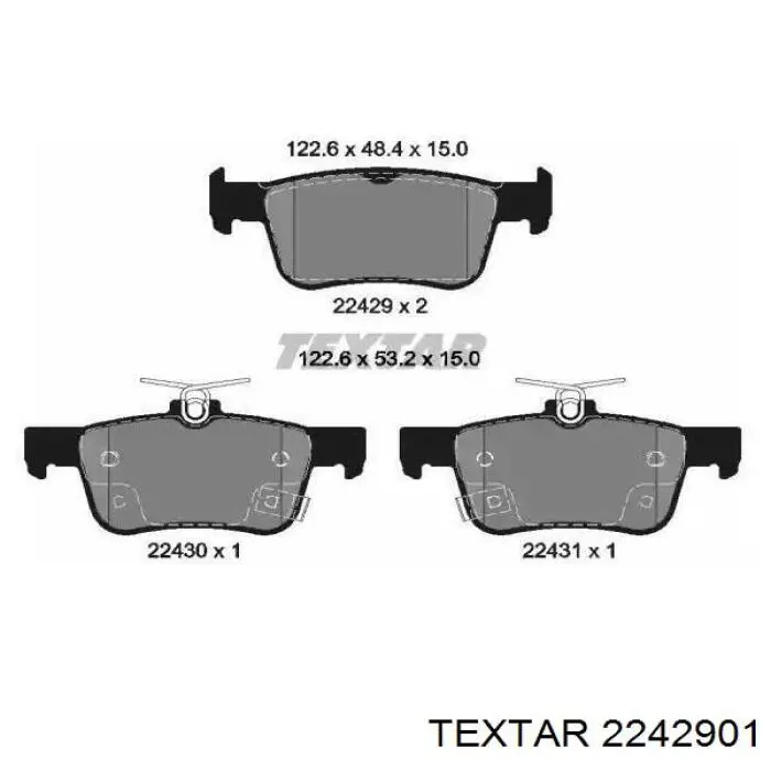 2242901 Textar Sapatas do freio traseiras de disco