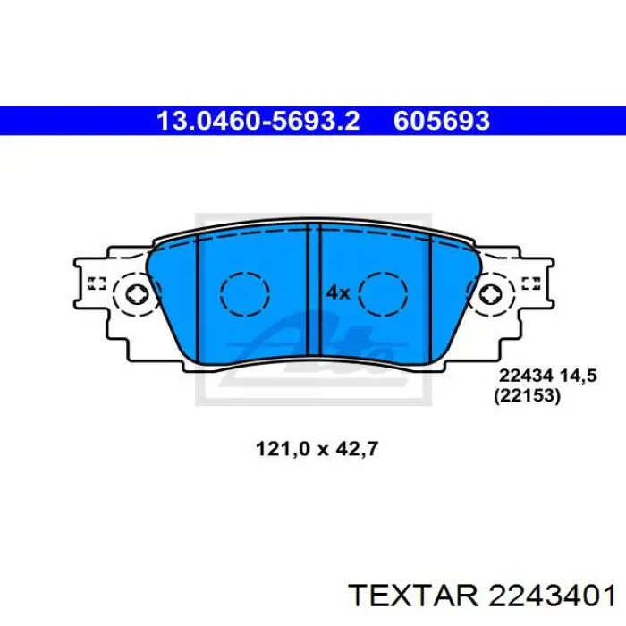 2243401 Textar Sapatas do freio traseiras de disco