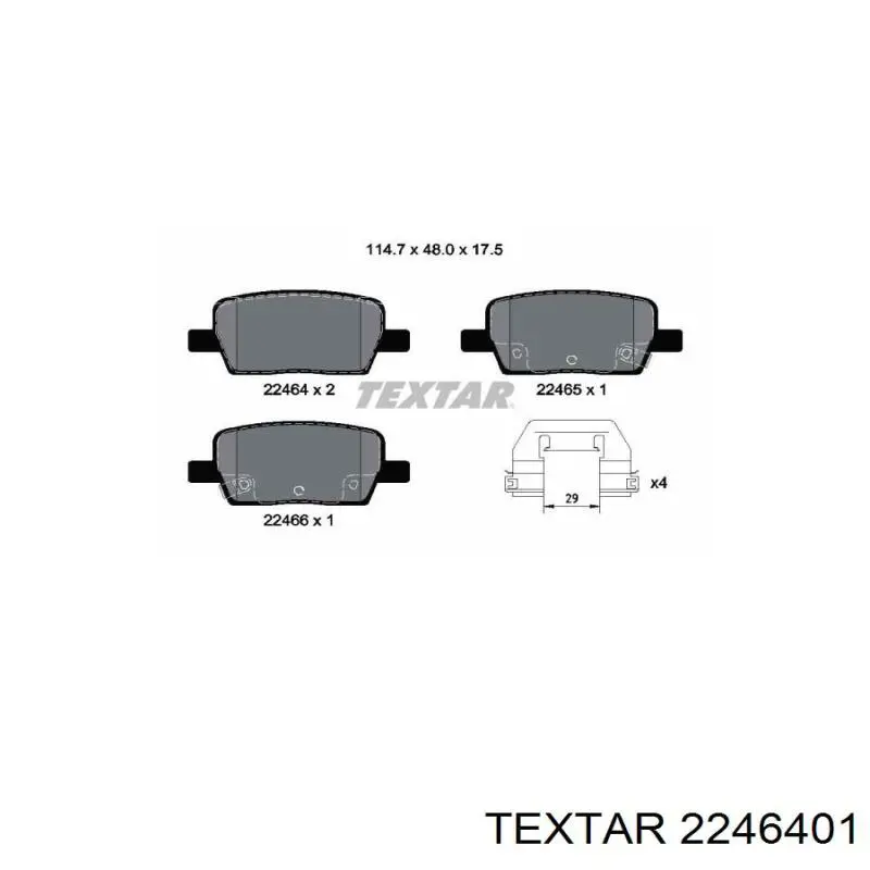2246401 Textar Sapatas do freio traseiras de disco