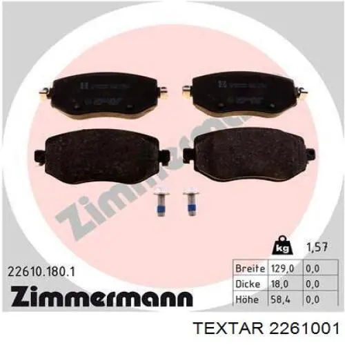 Compre 2261001 Textar Sapatas do freio dianteiras de disco