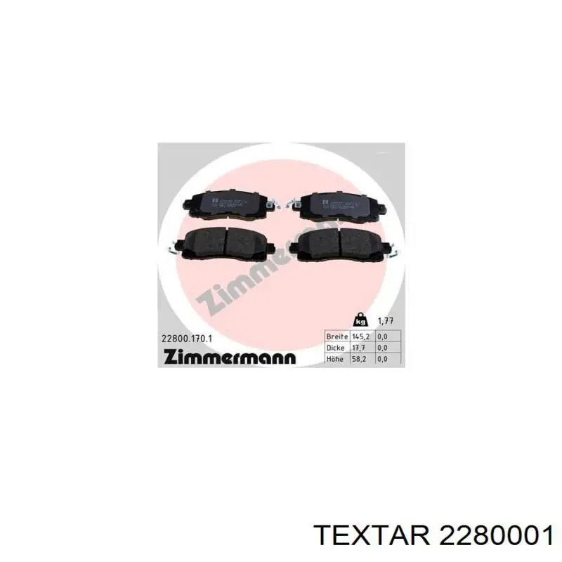 Sapatas do freio dianteiras de disco Textar 2280001 preço, a partir de 86,96 USD