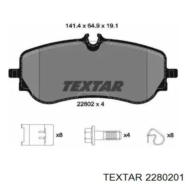 2280201 Textar Sapatas do freio traseiras de disco