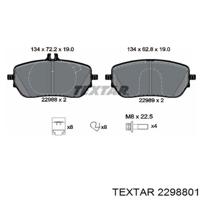 2298801 Textar Sapatas do freio dianteiras de disco