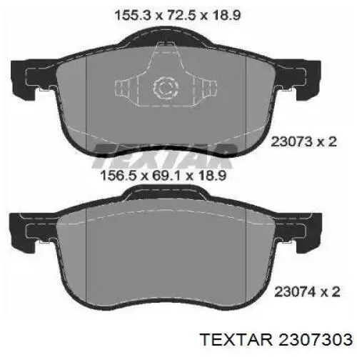 Sapatas do freio dianteiras de disco Textar 2307303 preço, a partir de 33,96 USD