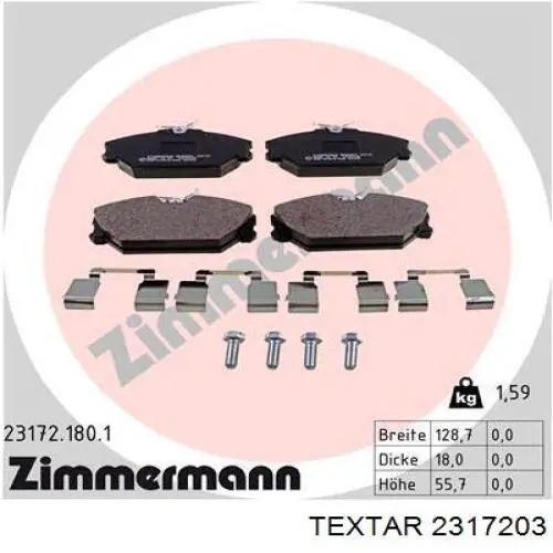 Compre 2317203 Textar Sapatas do freio dianteiras de disco