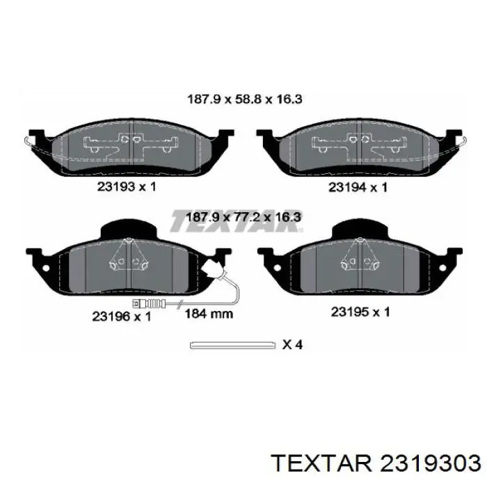 Compre 2319303 Textar Sapatas do freio dianteiras de disco